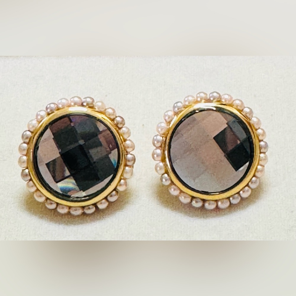 Carolee faceted glass and faux pearl Earrings
